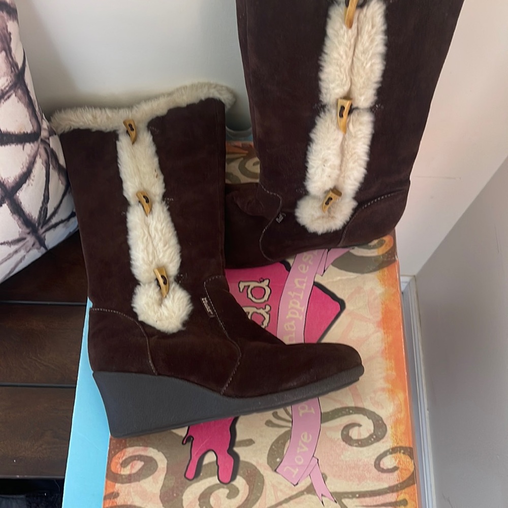 Brown suede boots